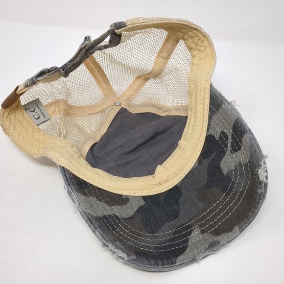 USA Flag Trucker Cap Multicolor One Size Adjustable Mesh Distressed Camouflage - Picture 7 of 10